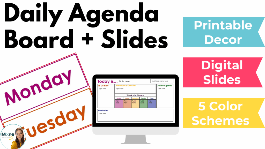 Daily Agenda Board and Slides by Kristen Moore from Moore Than Just X