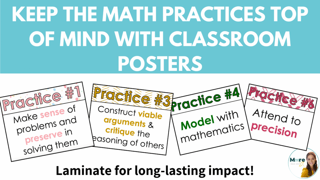 Daily math practices anchor charts and wall posters as functional classroom decor by Kristen Moore from Moore Than Just X