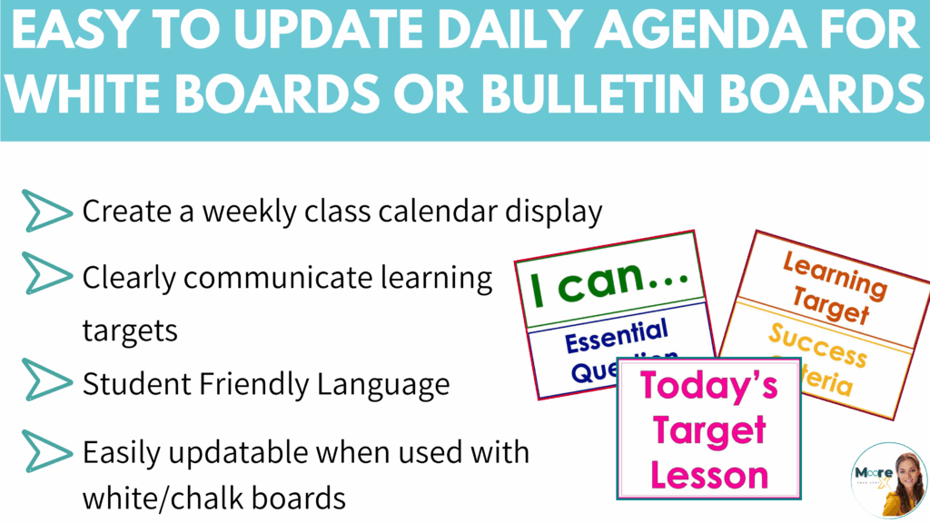 Easy to update daily agenda and schedule posters for the classroom by Kristen Moore from Moore Than Just X